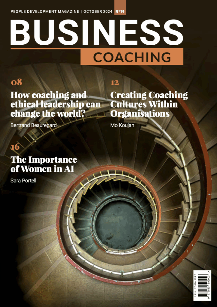 Cover of Business Coaching Magazine -19 featuring a spiral staircase